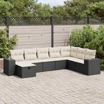 VIDAXL Salon de jardin 8 pcs avec coussins noir resine tressee