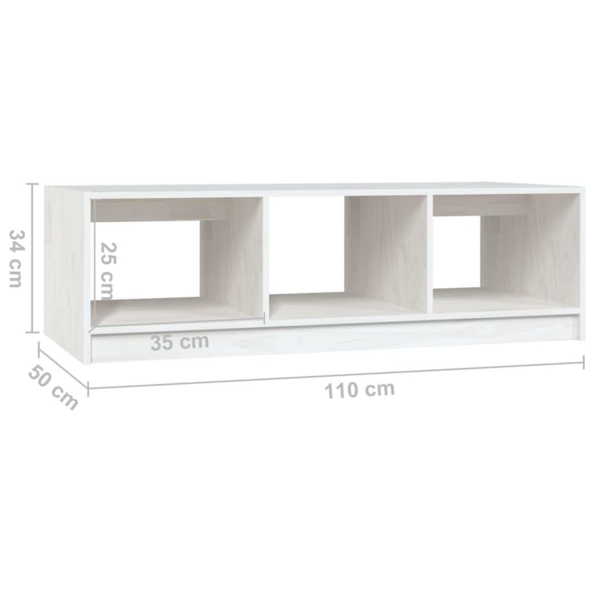 VIDAXL Table basse blanc 110x50x34 cm bois de pin massif