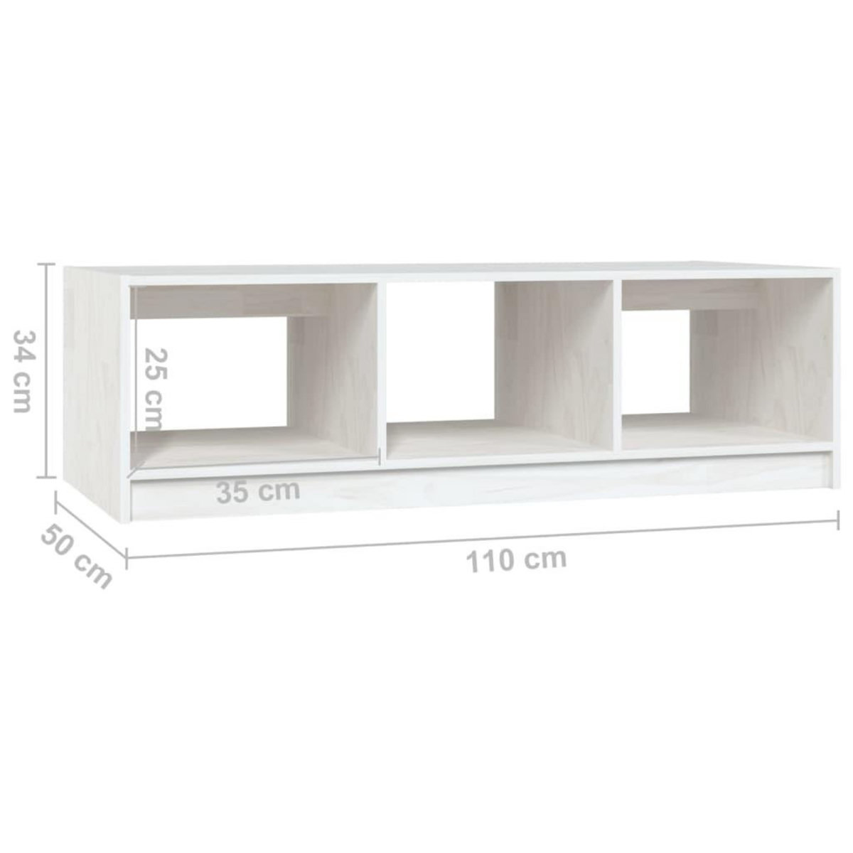 VIDAXL Table basse blanc 110x50x34 cm bois de pin massif