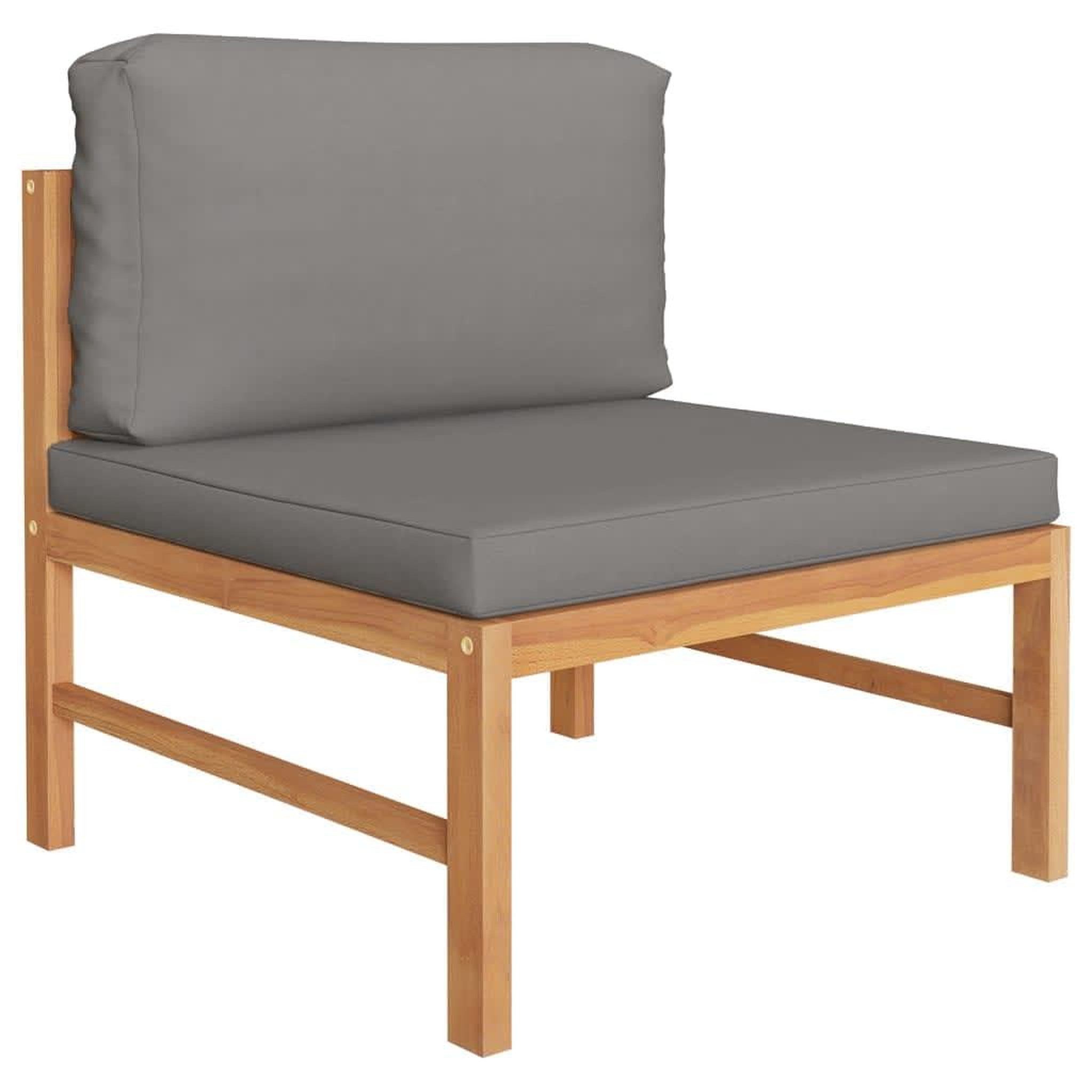Voir la diapositive 4 : VIDAXL Salon de jardin 6 pcs avec coussins gris Bois de teck solide