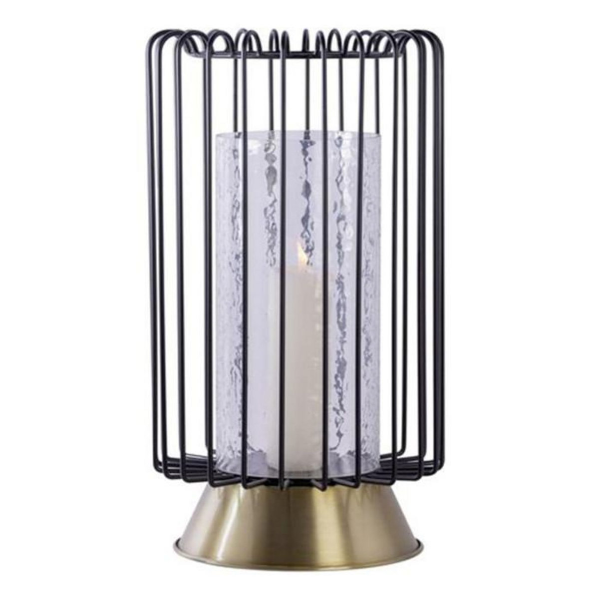 Paris Prix Bougeoir Rond Déco  Malibu  40cm Noir & Or