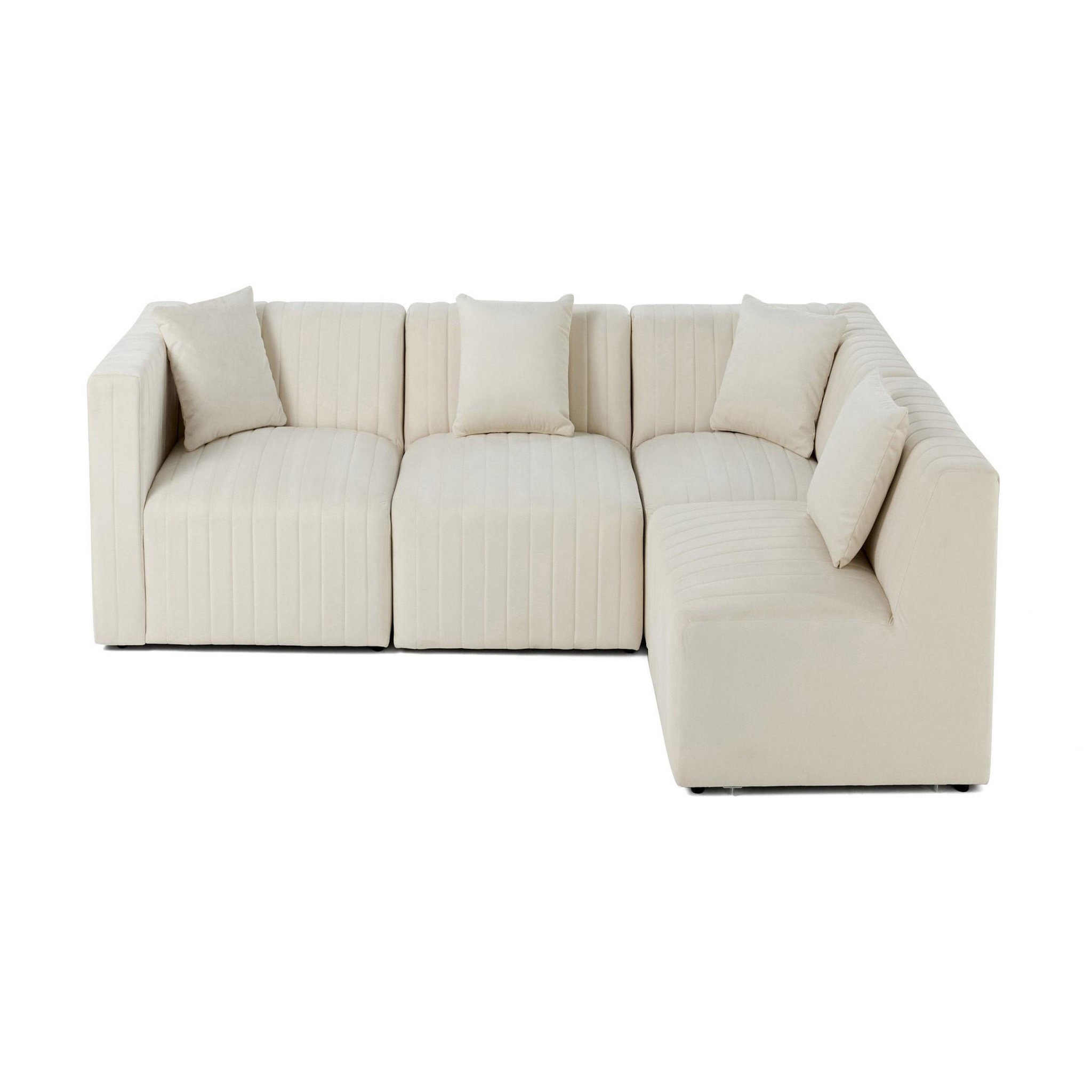 BEST MOBILIER Nova - canapé modulable d'angle droit - 5 places - en velours. Coloris disponibles : Rouge, Gris