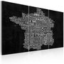 Voir la diapositive 1 : Paris Prix Tableau 3 Panneaux  Text Map of France on the Black Background