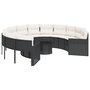Voir la diapositive 2 : VIDAXL Canape de jardin avec table coussins rond noir resine tressee