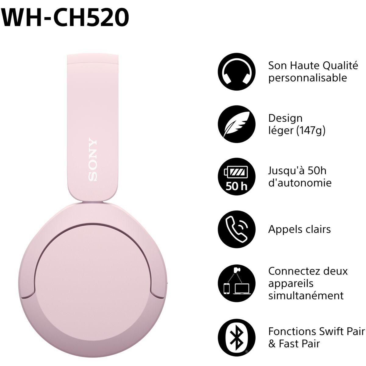 SONY Casque WH-CH520 Rose