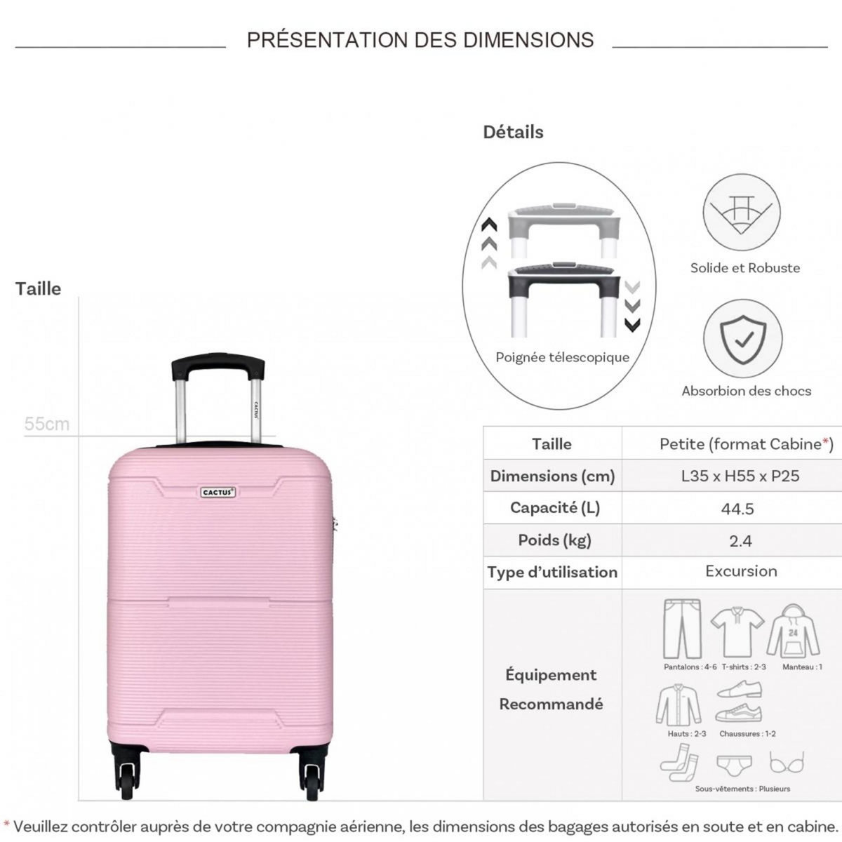Cactus Valise cabine rigide 55cm