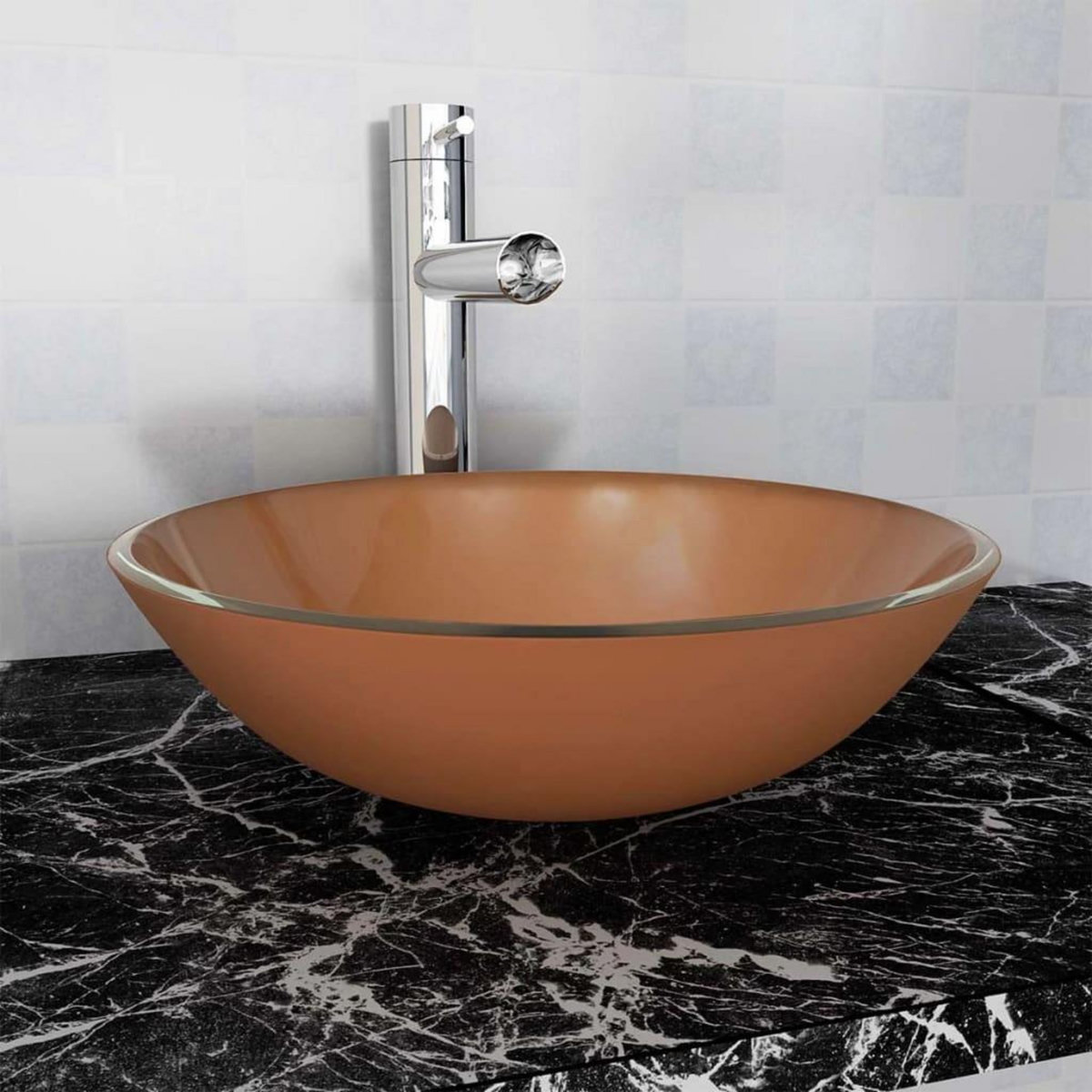 VIDAXL Lavabo Verre trempe 42 cm Marron