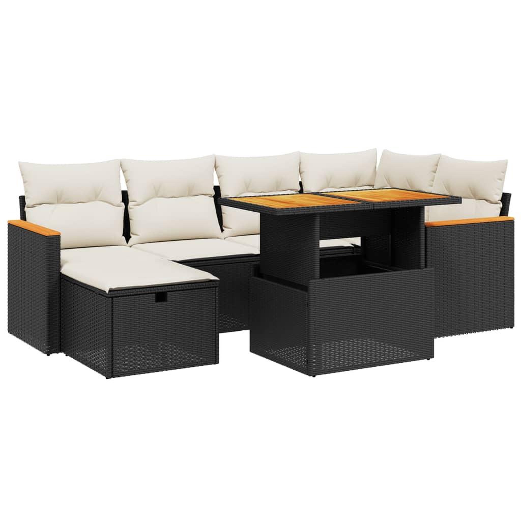 Voir la diapositive 2 : VIDAXL Salon de jardin 7 pcs avec coussins noir resine tressee