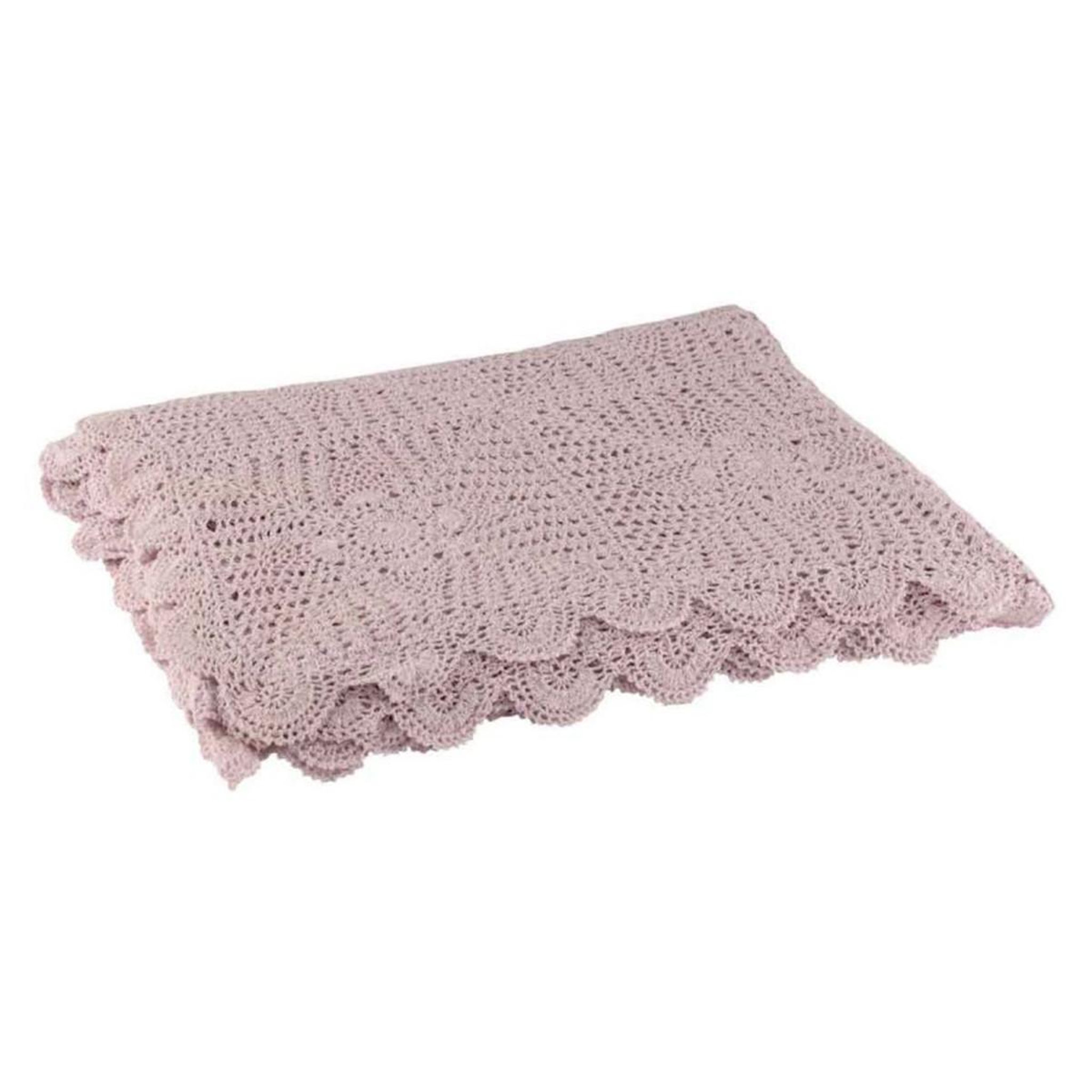 Voir la diapositive 1 : J-LINE Nappe Déco en Coton  Dentelle  130x180cm Rose Mauve