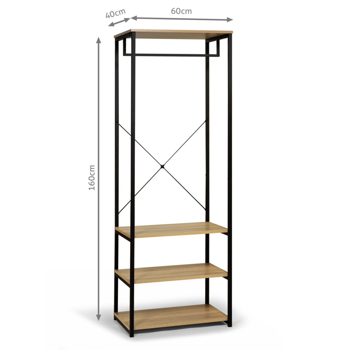 Dressing 3 étagères et barre de suspension HOUSTON