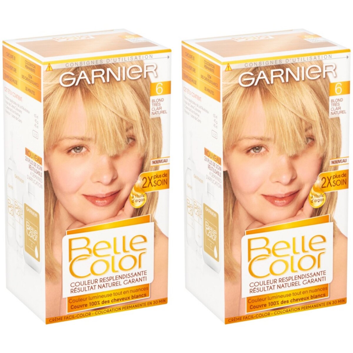 GARNIER Lot de 2 BELLE COLOR Coloration Permanente Résultat Naturel - Couleur Resplendissante 06 Blond Très Clair