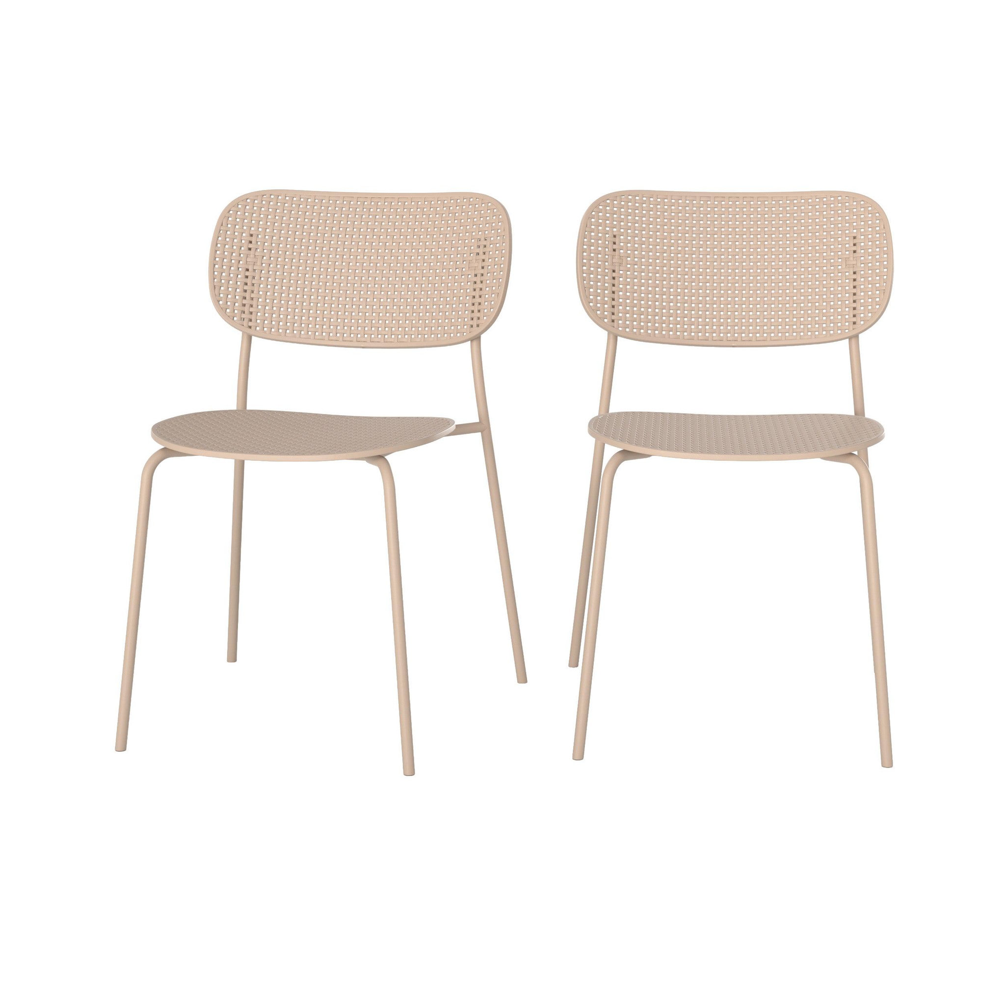 Voir la diapositive 1 : MAISON PAVANE Lot de 2 chaises de jardin empilables en plastique beige-géa