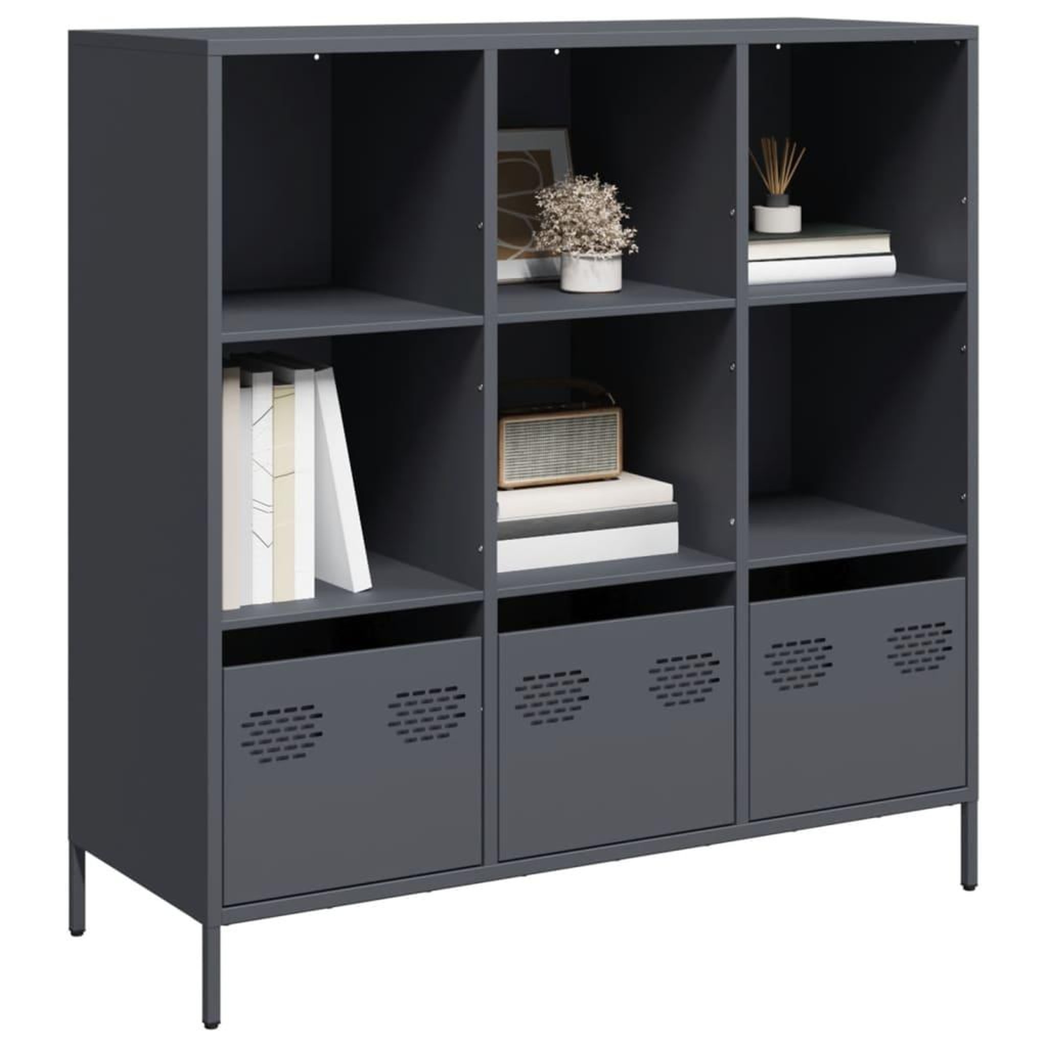 VIDAXL Buffet haut anthracite 101,5x39x103,5 cm acier
