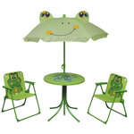 VIDAXL Ensemble de bistro avec parasol pour enfants 3 pcs Vert