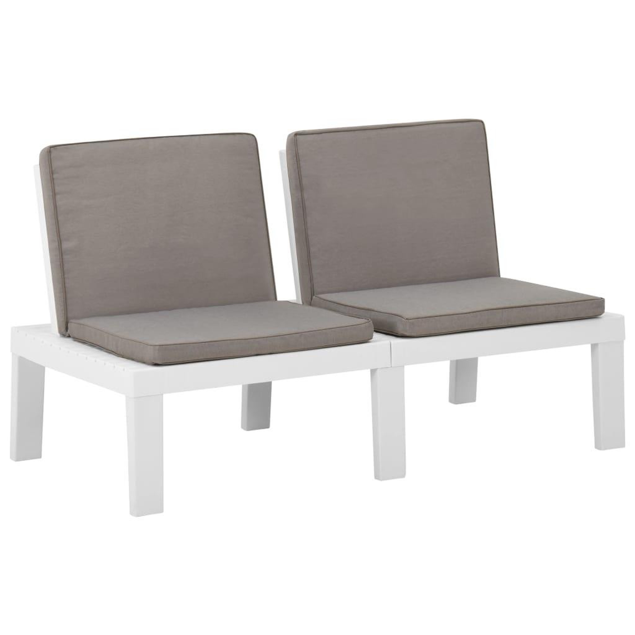 Voir la diapositive 4 : VIDAXL Salon de jardin 2 pcs avec coussins Plastique Blanc