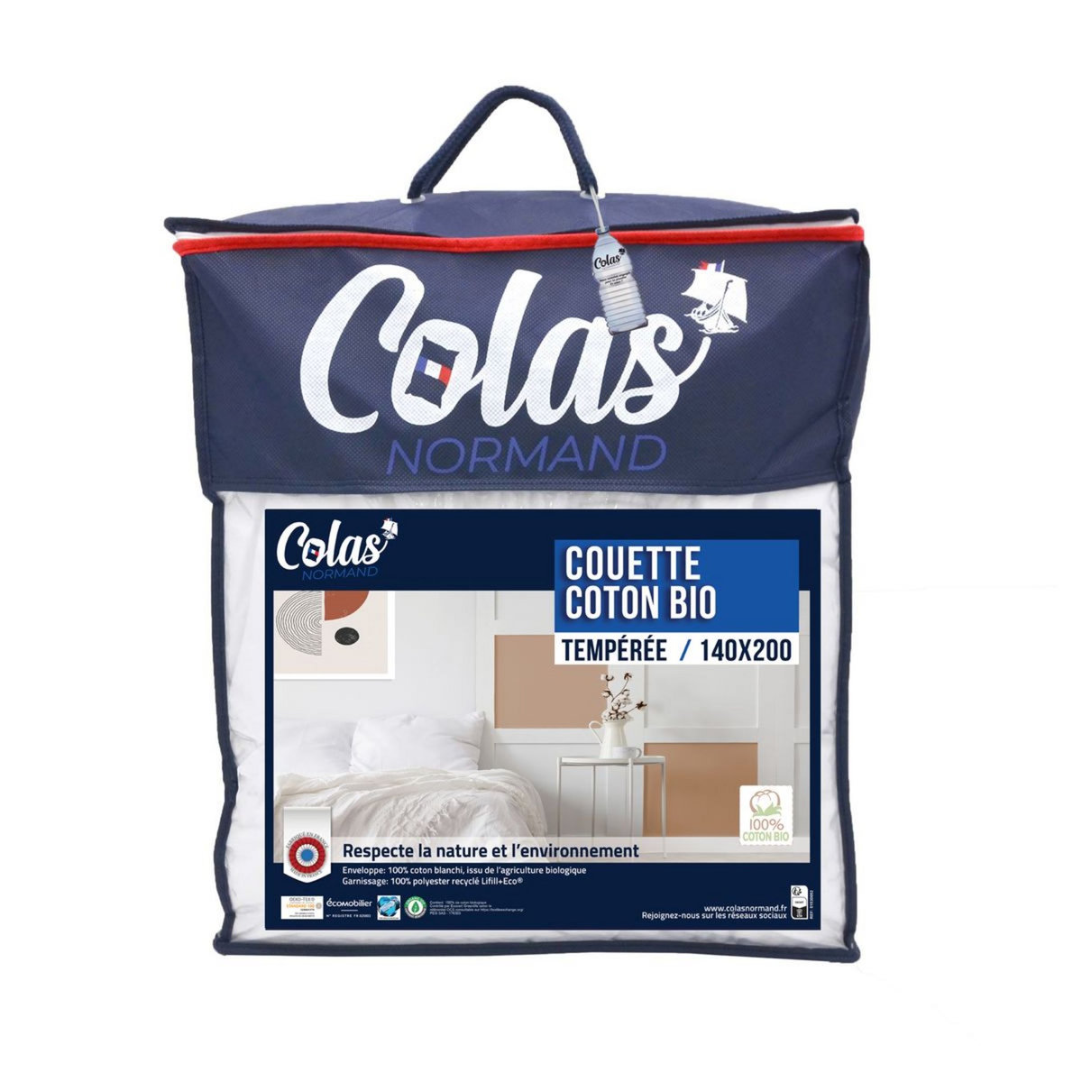 COLAS NORMAND Couette tempérée en coton bio 300 g/m²