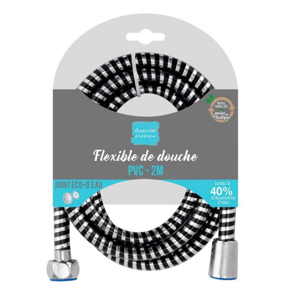 Paris Prix Flexible de Douche en PVC  Hydro  2m Noir