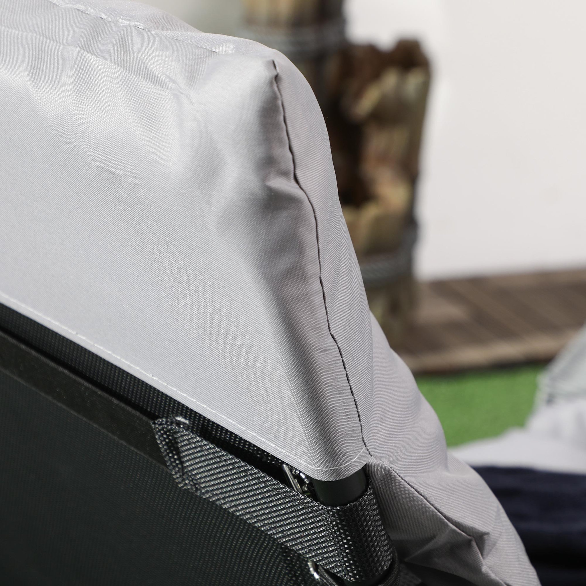 Voir la diapositive 6 : OUTSUNNY Bain de soleil transat pliable inclinable avec poignée, pochette rangement et matelas grand confort gris