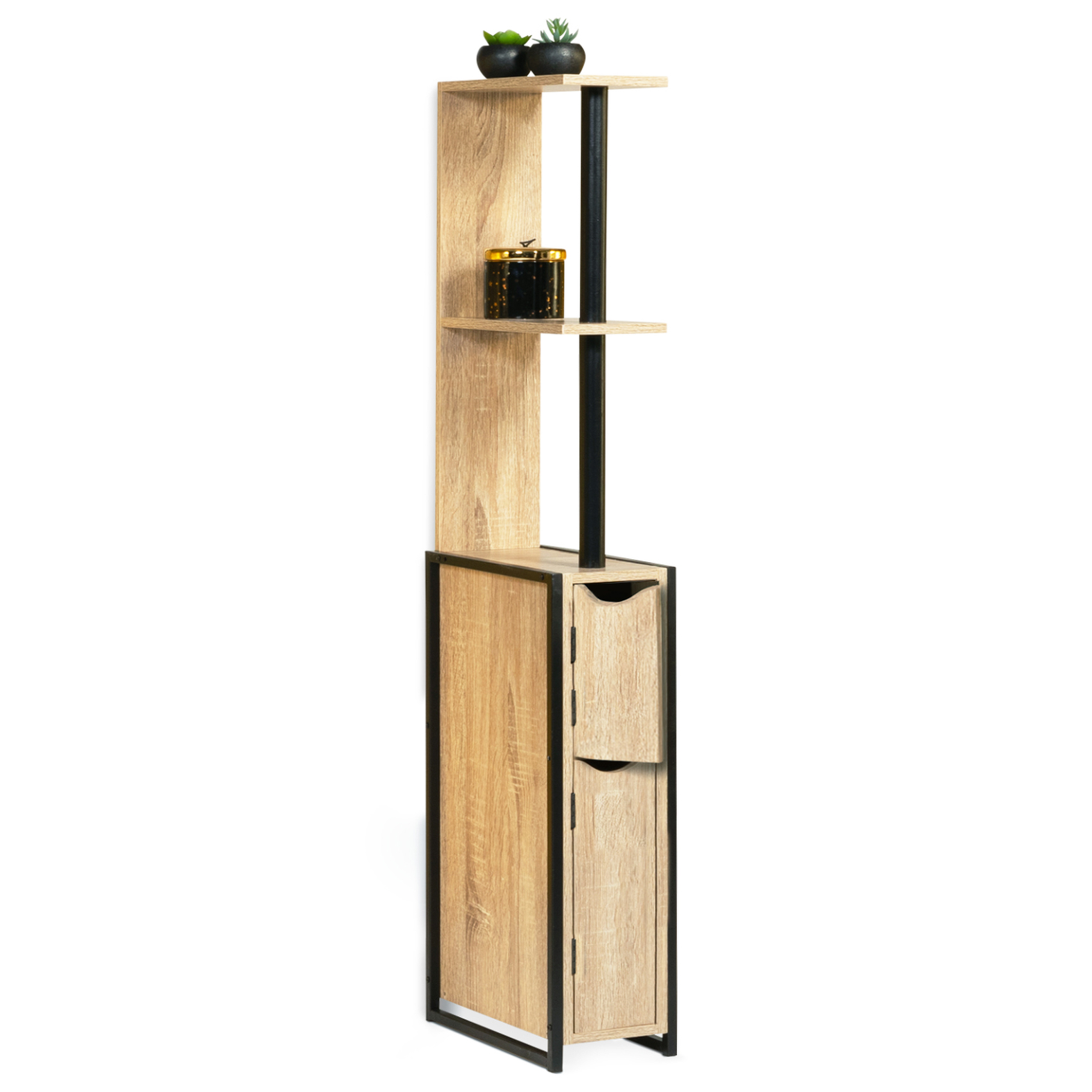 Voir la diapositive 4 : ID MARKET Meuble wc 2 portes detroit avec étagères design industriel