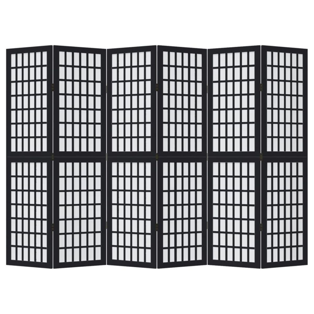 VIDAXL Cloison de separation 6 panneaux noir bois de paulownia massif