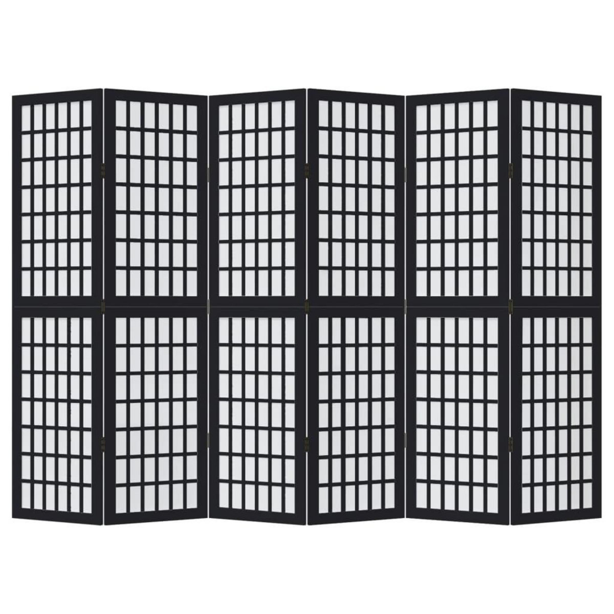 VIDAXL Cloison de separation 6 panneaux noir bois de paulownia massif