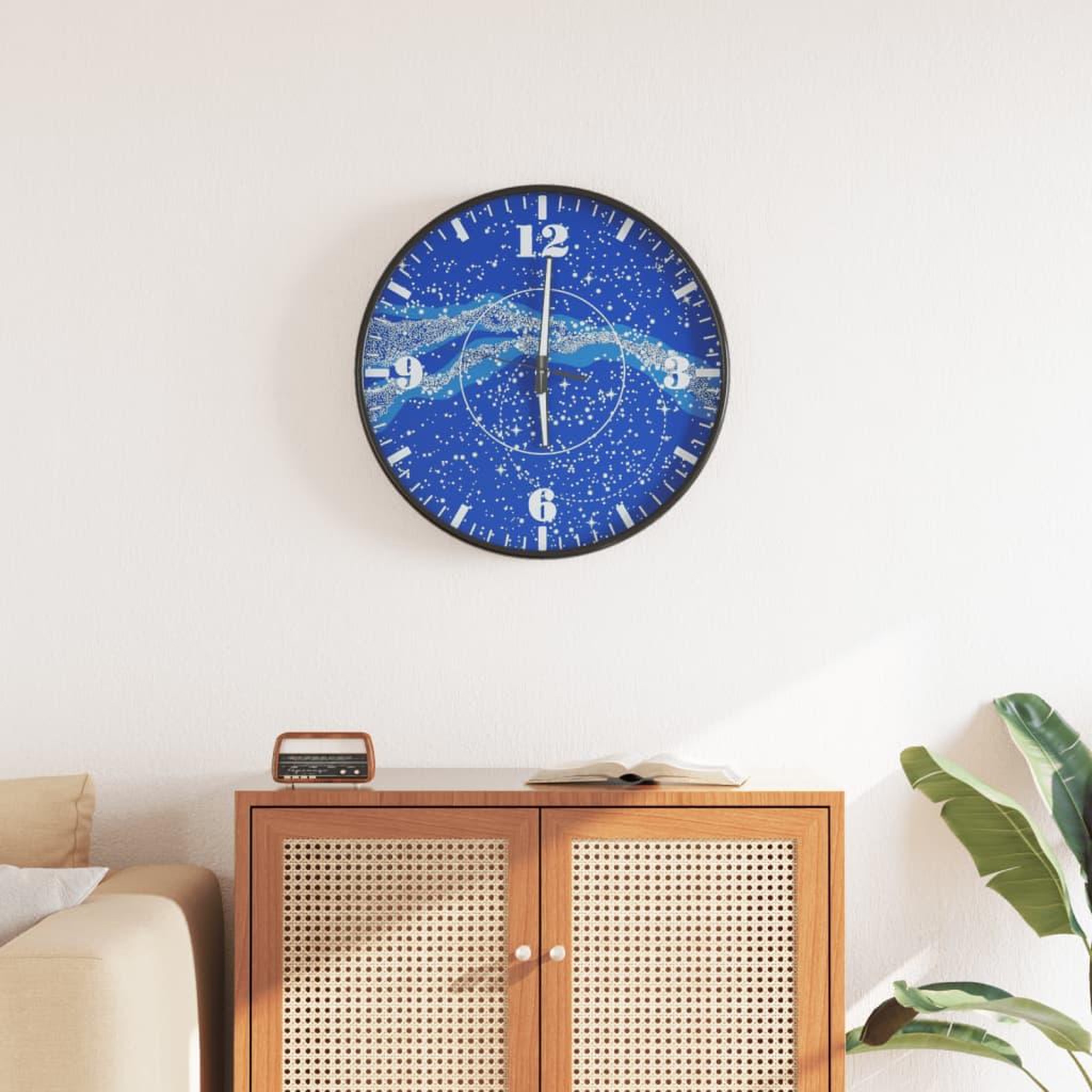 VIDAXL Horloge murale et echelles et aiguilles lumineuses bleu Ø30 cm
