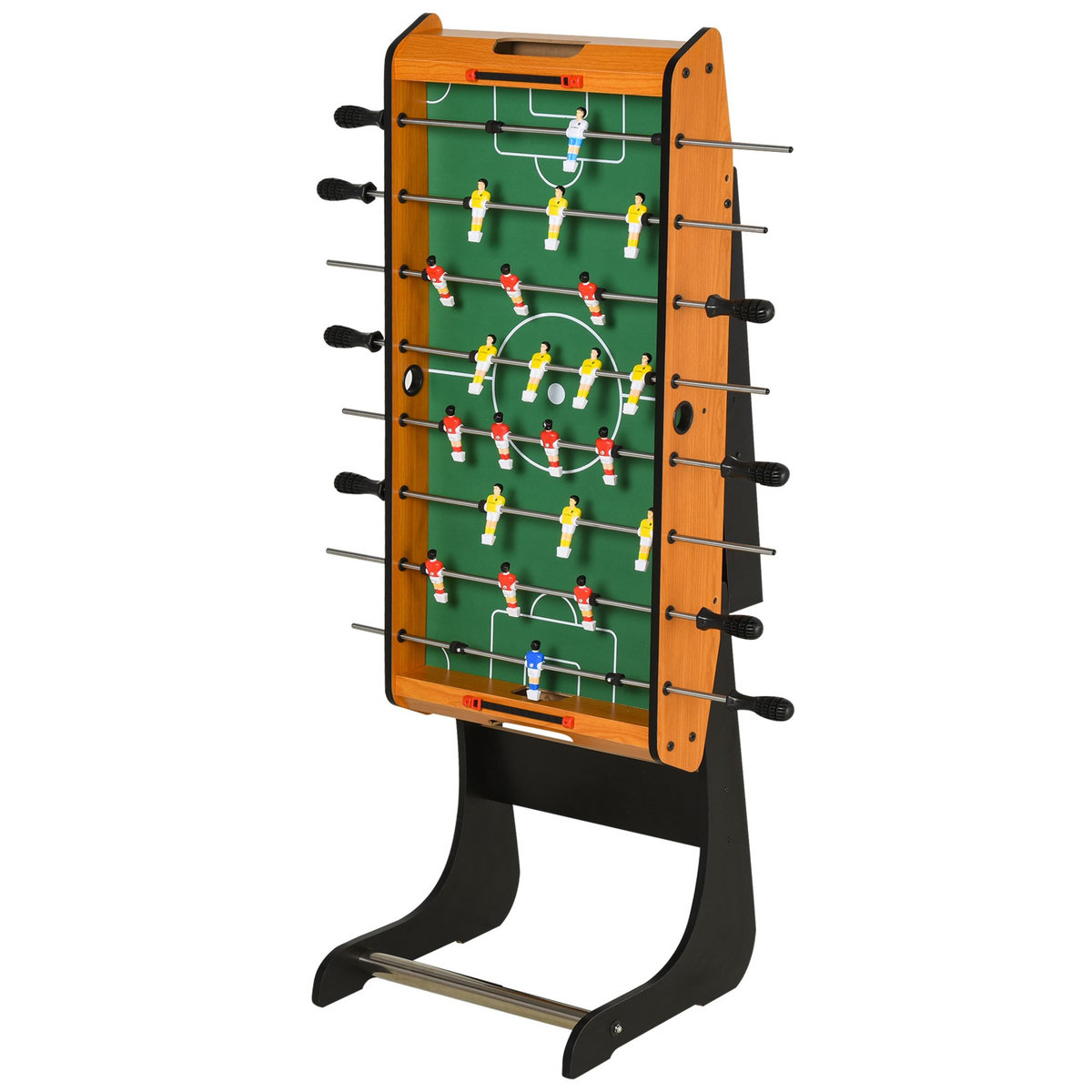 HOMCOM Baby-foot table de Babyfoot pliable dim. 98L x 42l x 62H cm 2 balles fournies MDF imitation bois et noir