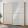 Voir la diapositive 1 : MARKET24 Armoire de chambre - Décor Sable - 2 portes coulissantes - Miroir - L220,1 x P61,2 x H210,5 cm