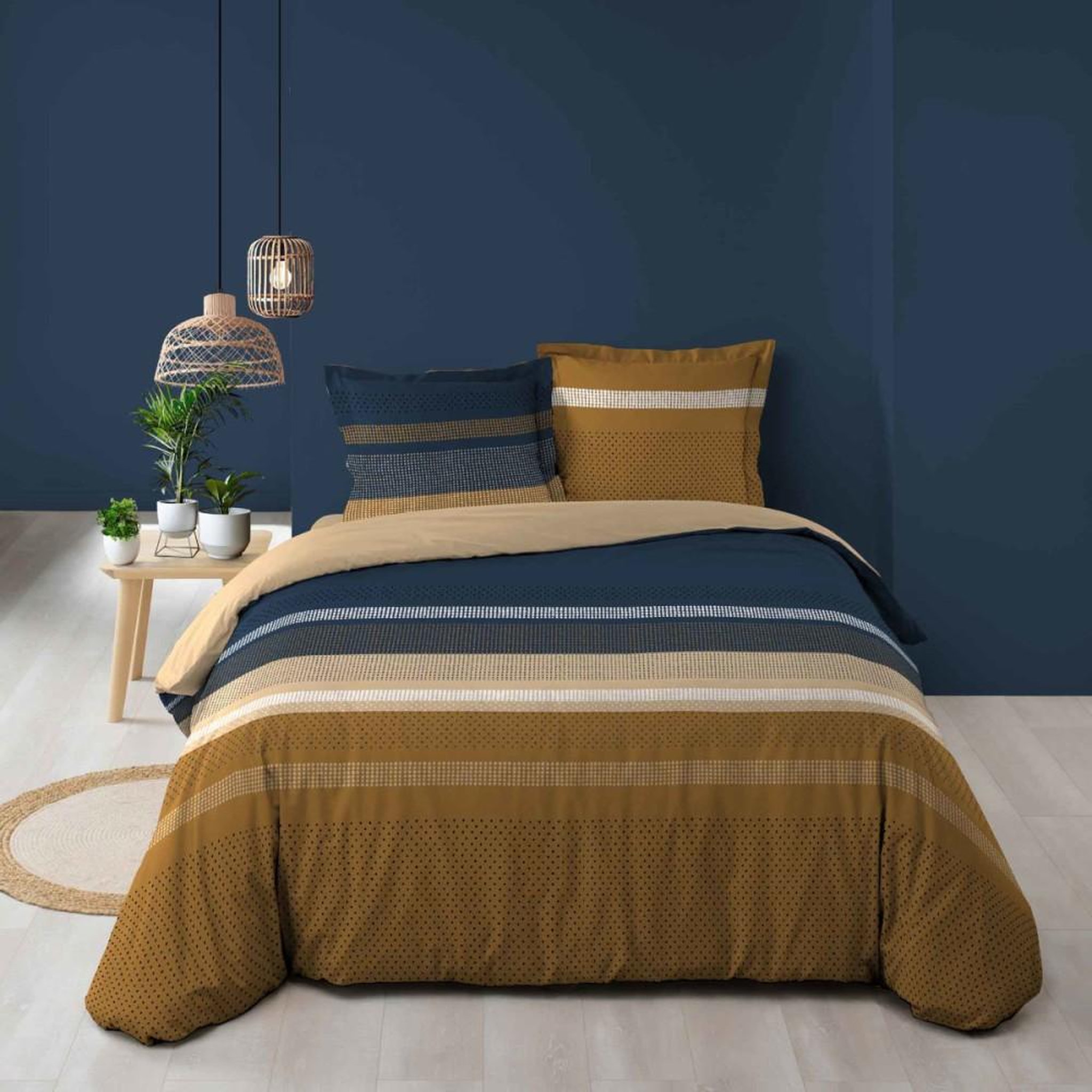 Voir la diapositive 1 : Douceur d'Intérieur Housse de couette 240x220 + 2 taies MASSAI coton 57 fils