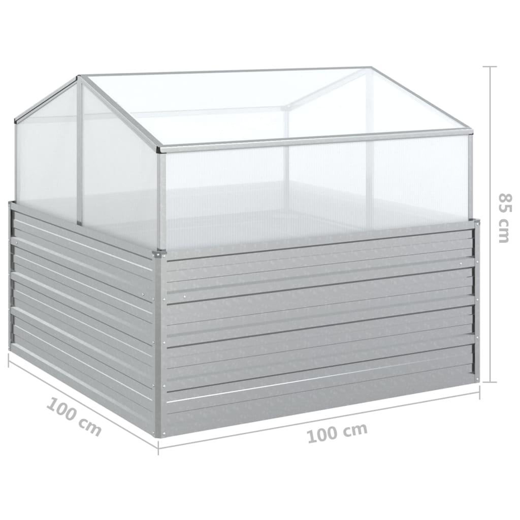Voir la diapositive 6 : VIDAXL Lit sureleve de jardin avec serre 100x100x85 cm Argente