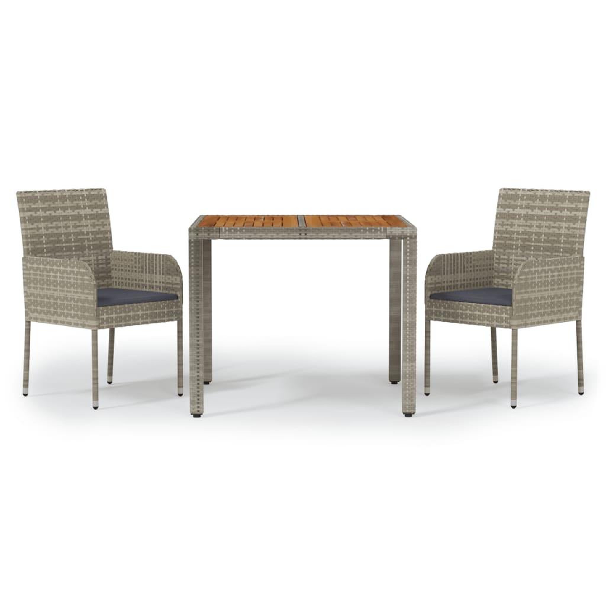 Voir la diapositive 2 : VIDAXL Ensemble a manger de jardin 3 pcs coussins gris resine tressee