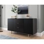 Voir la diapositive 1 : BEST MOBILIER Monica - buffet - noir - 3 tiroirs et 2 portes - 150 cm