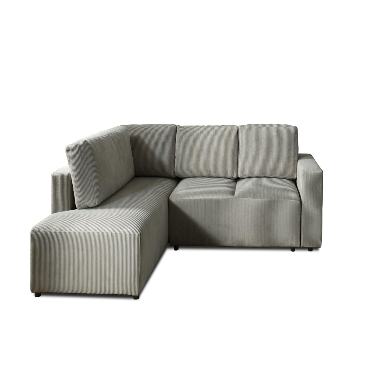 LISA DESIGN Livy - canapé d'angle convertible - avec coffre - en velours côtelé - 5 places - gauche