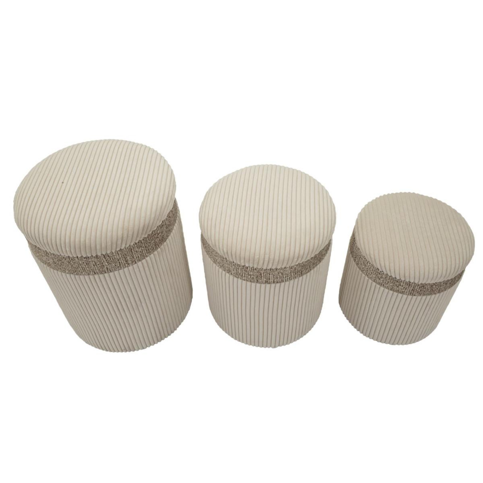 Voir la diapositive 3 : Paris Prix Lot de 3 poufs coffres  curtain  49cm crème