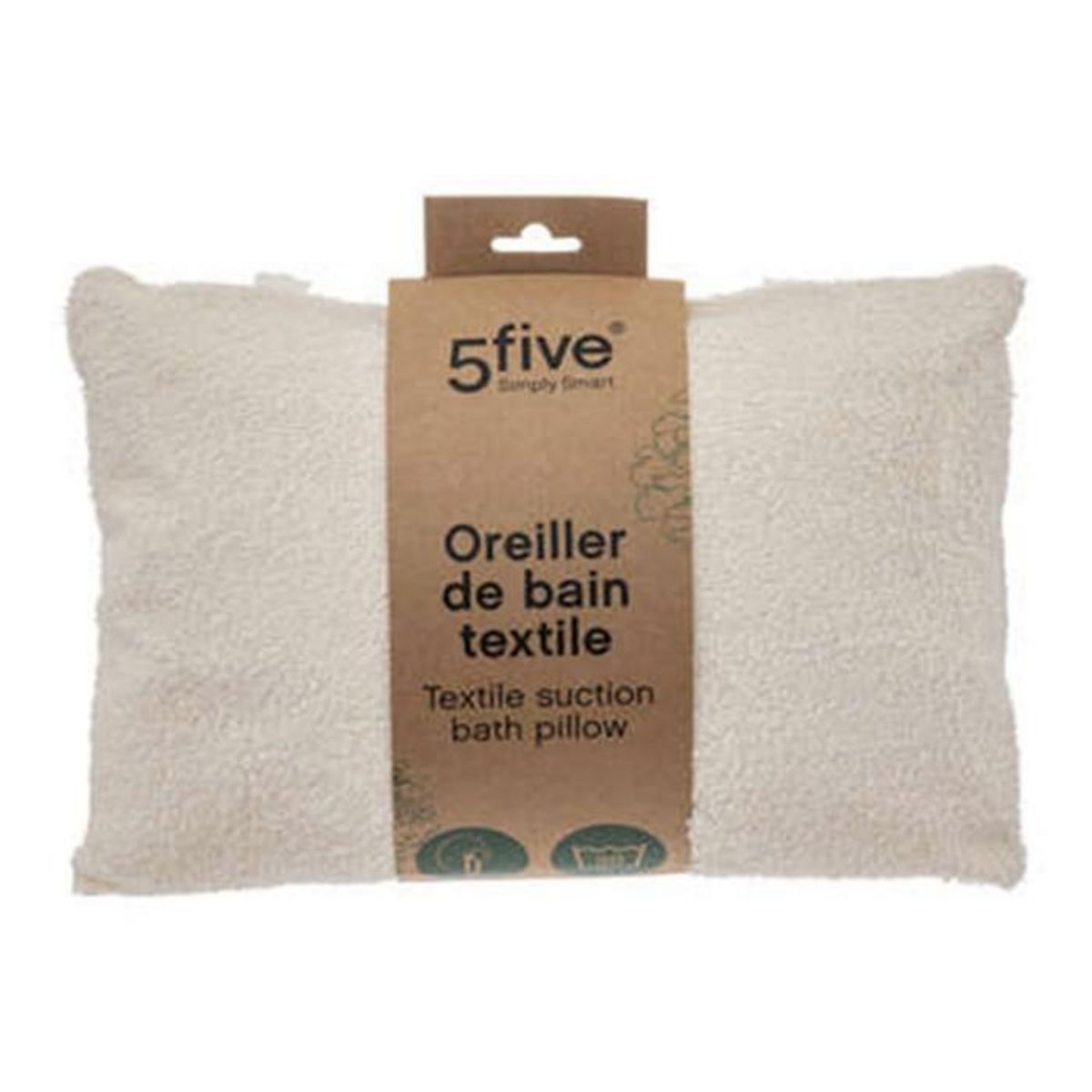 FIVE Oreiller de Bain 2 Ventouses  Textile  33cm Beige