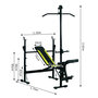 Voir la diapositive 3 : HOMCOM Banc de musculation Fitness entrainement complet dossier réglable cordes traction curler supports barre et haltères noir et jaune