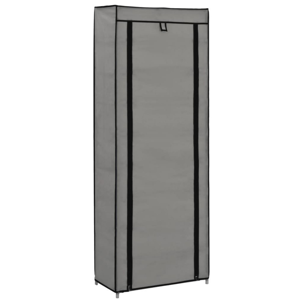 VIDAXL Armoire a chaussures avec housse Gris 57x29x162 cm Tissu