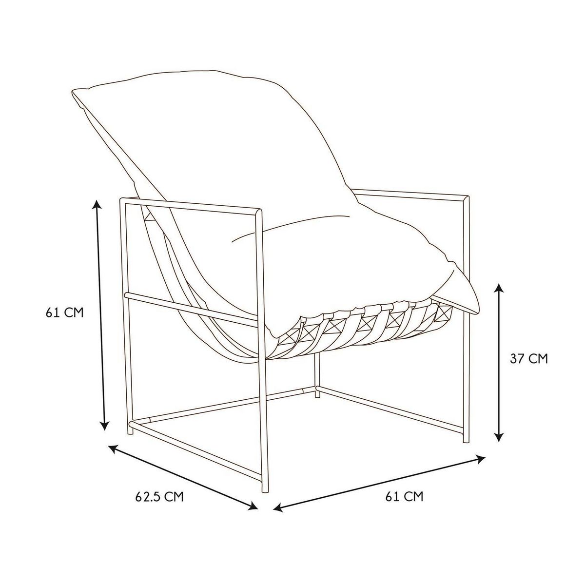The Home Deco Factory Fauteuil tissu et métal Ella - Gris et noir