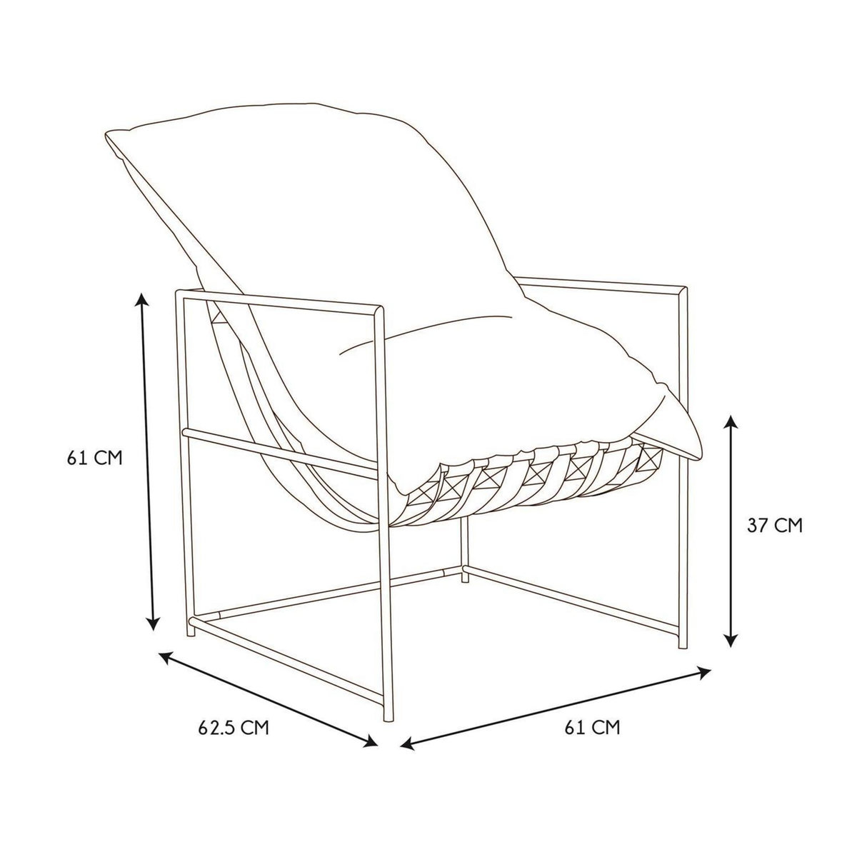 The Home Deco Factory Fauteuil tissu et métal Ella - Gris et noir