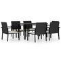 Voir la diapositive 2 : VIDAXL Ensemble a manger de jardin 7 pcs Resine tressee Noir