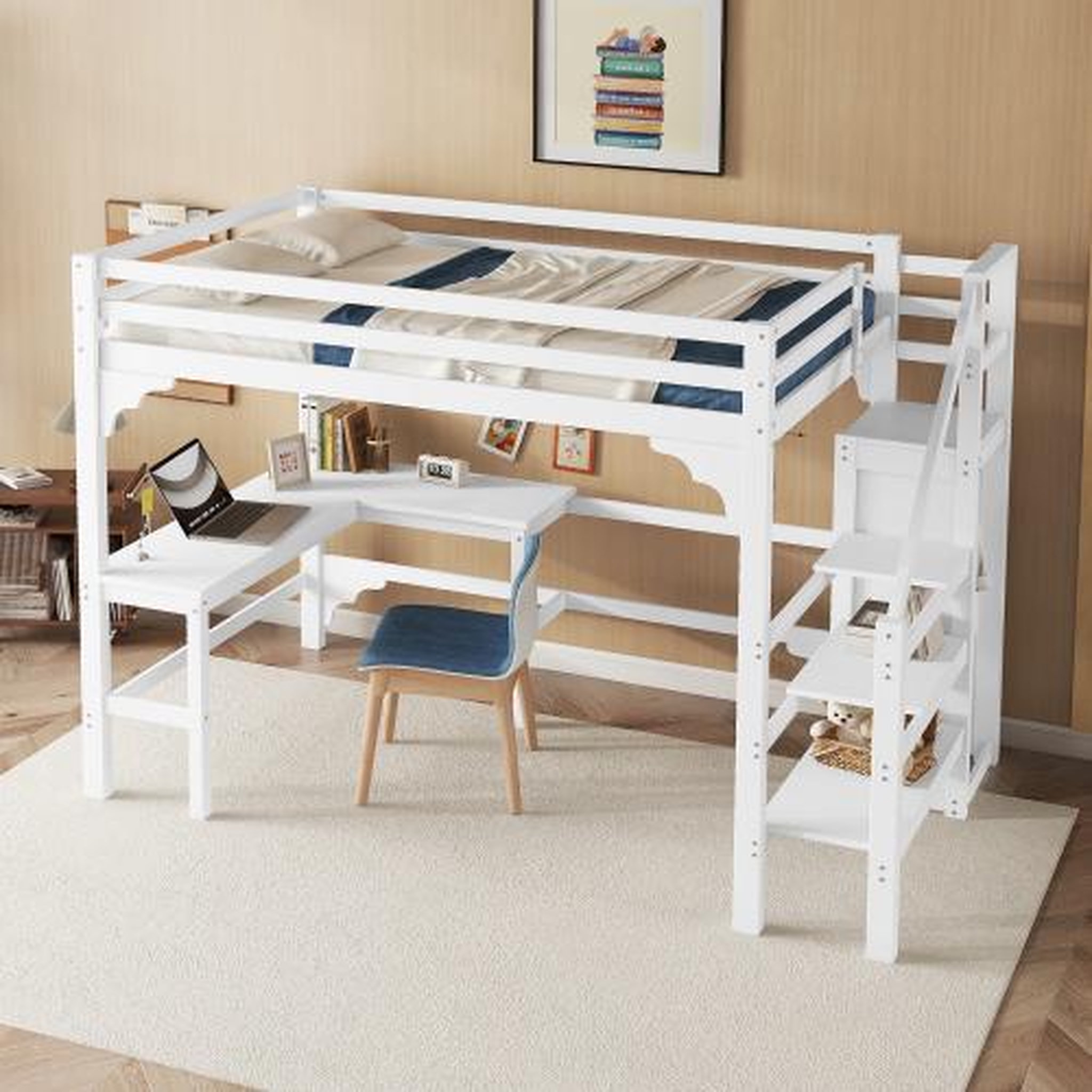 Voir la diapositive 5 : MERAX Lit mezzanine 140x200 cm coloris blanc pin
