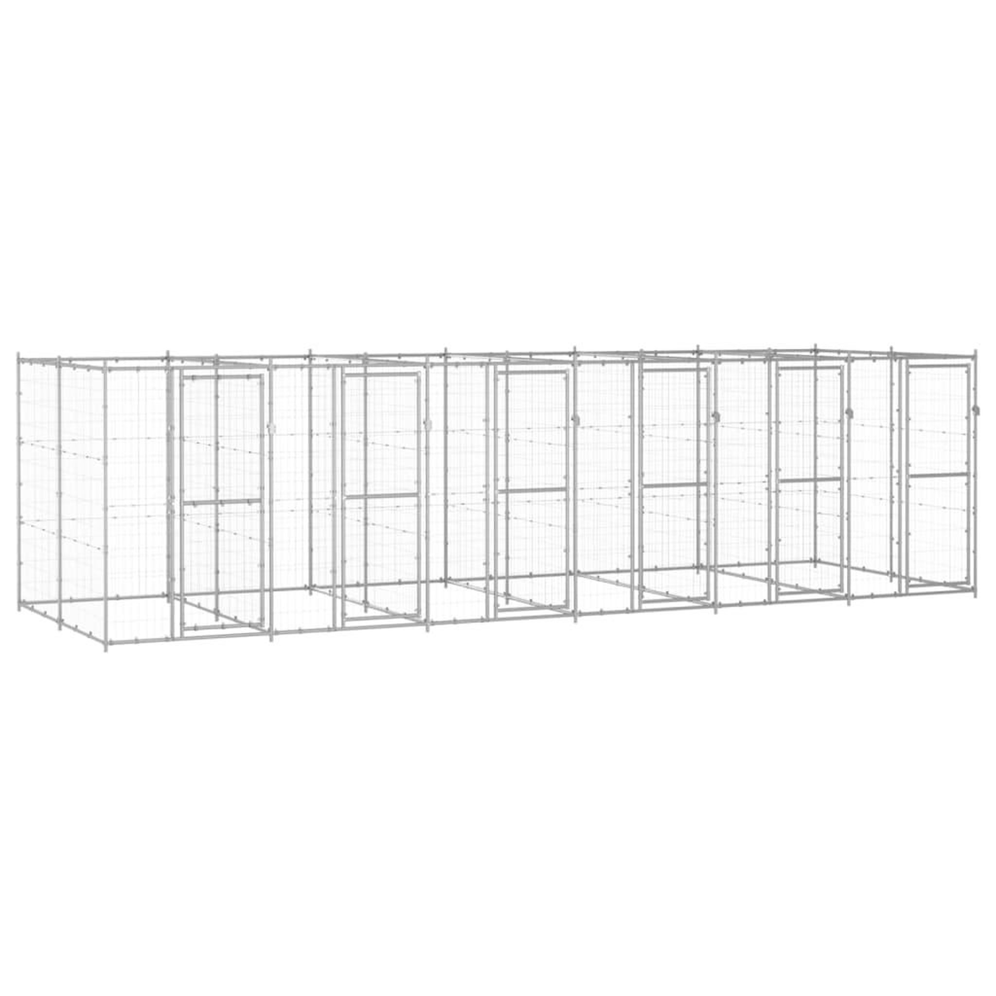 VIDAXL Chenil exterieur Acier galvanise 14,52 m²