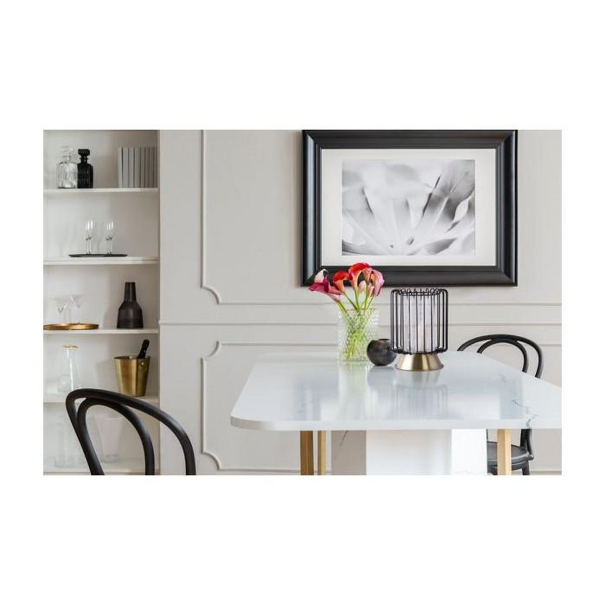 Paris Prix Bougeoir Rond Déco  Malibu  31cm Noir & Or