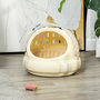 Voir la diapositive 2 : PAWHUT Maison chat - niche chat portable avec poignée - sac de transport chat verrouillable - coussin amovible inclus - dim. Ø 41 x 35,2H cm - PP beige