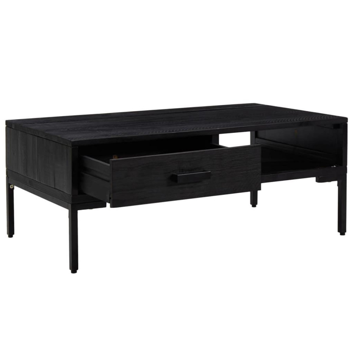 VIDAXL Table basse Noir 90x50x35 cm Bois de pin massif