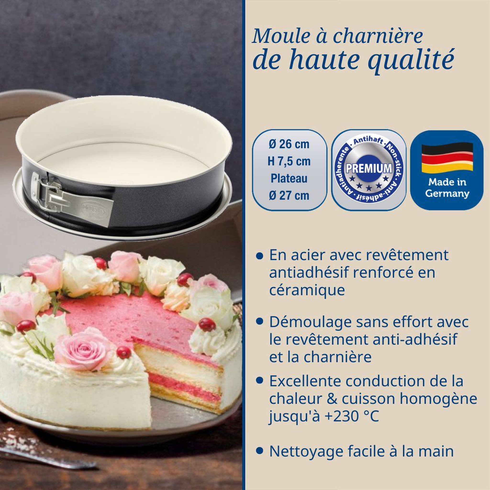 Voir la diapositive 3 : DR.OETKER Ensemble de 2 moules à manqué à charnière 26 cm dr. Oetker back-trend