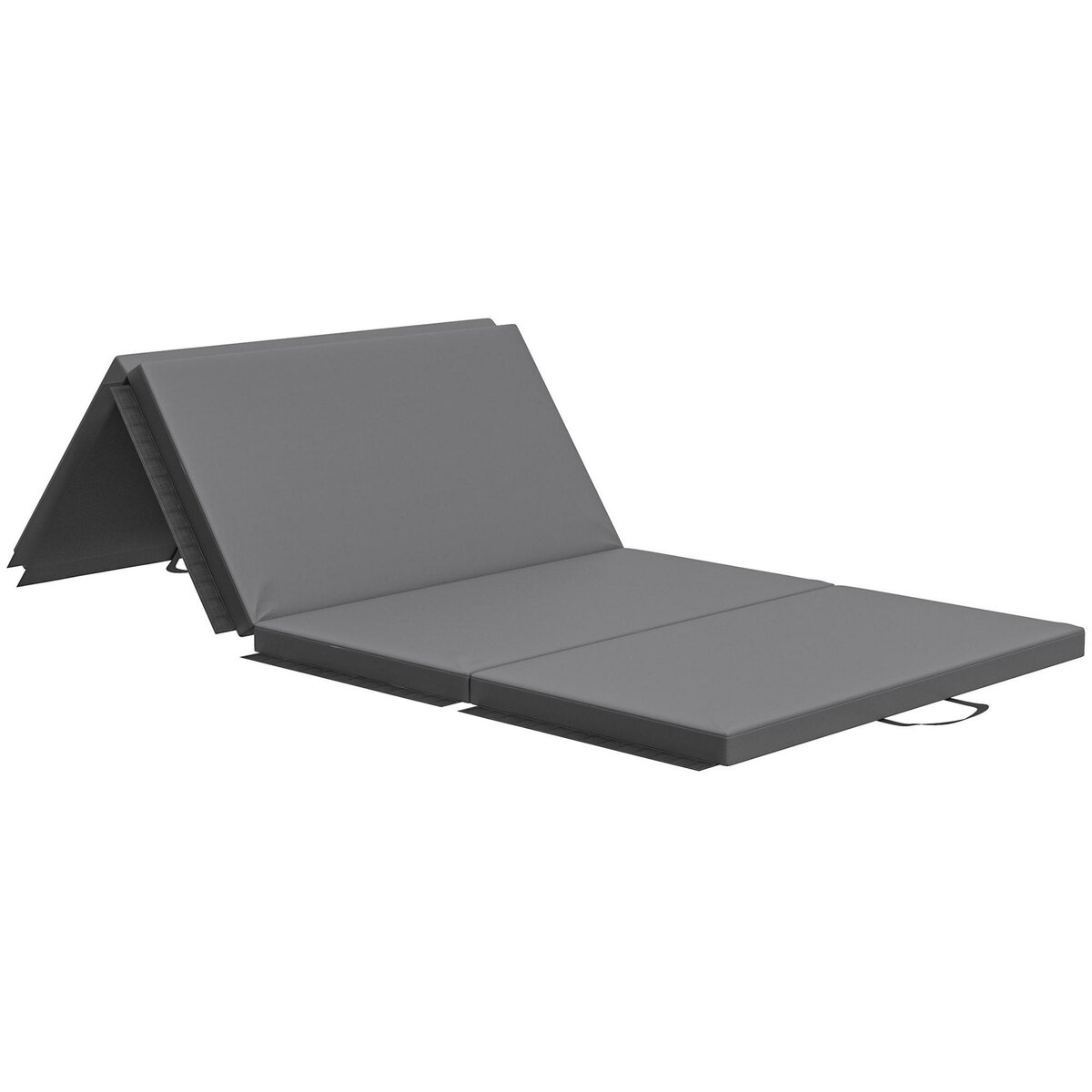 HOMCOM Tapis de gym yoga fitness pliable - poignée - revêtement synthétique - gris