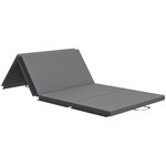 HOMCOM Tapis de gym yoga fitness pliable - poignée - revêtement synthétique - gris