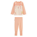 Petit Béguin Pyjama enfant 2 pièces à pieds retroussables Santa Giulia. Coloris disponibles : Rose