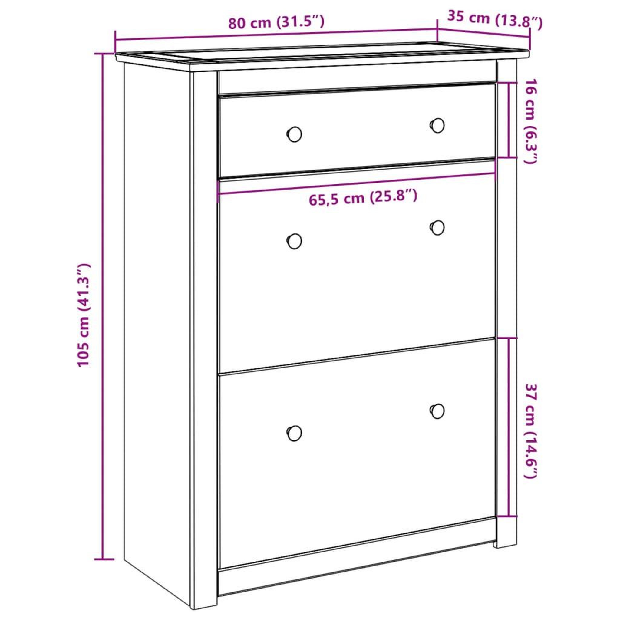 Voir la diapositive 6 : VIDAXL Armoire a chaussures Panama 80x35x105 cm bois de pin massif